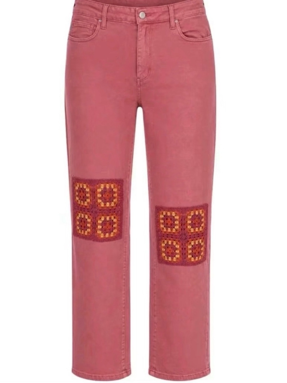 Judy Blue Dusty Pink Crochet patch Wide Leg Jeans - Picture 4 of 4